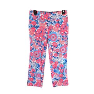 Lilly Pulitzer Palm Beach Fit Floral Seashell Blue Pink Capri Pants - Sz 0